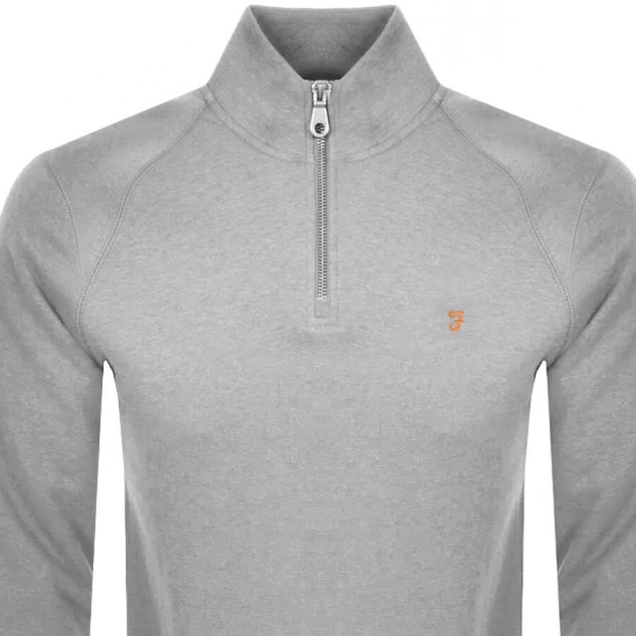 Image number 2 for Farah Vintage Jim Half Zip Sweatshirt Grey