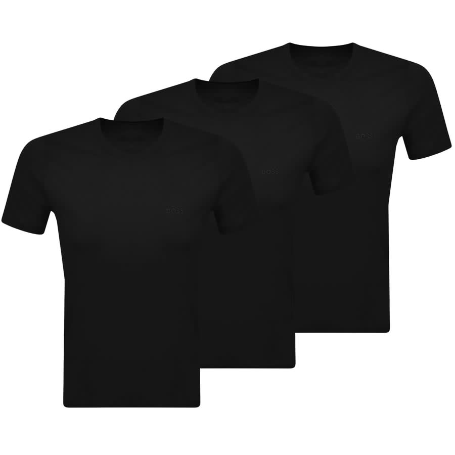 Image number 1 for BOSS Triple Pack Crew Neck T Shirts Black