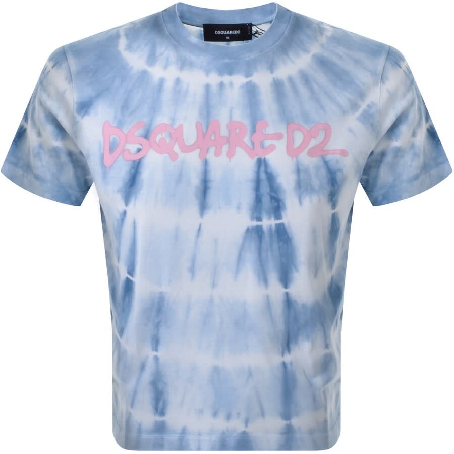 Image number 1 for DSQUARED2 Tie Dye Waves T Shirt Blue
