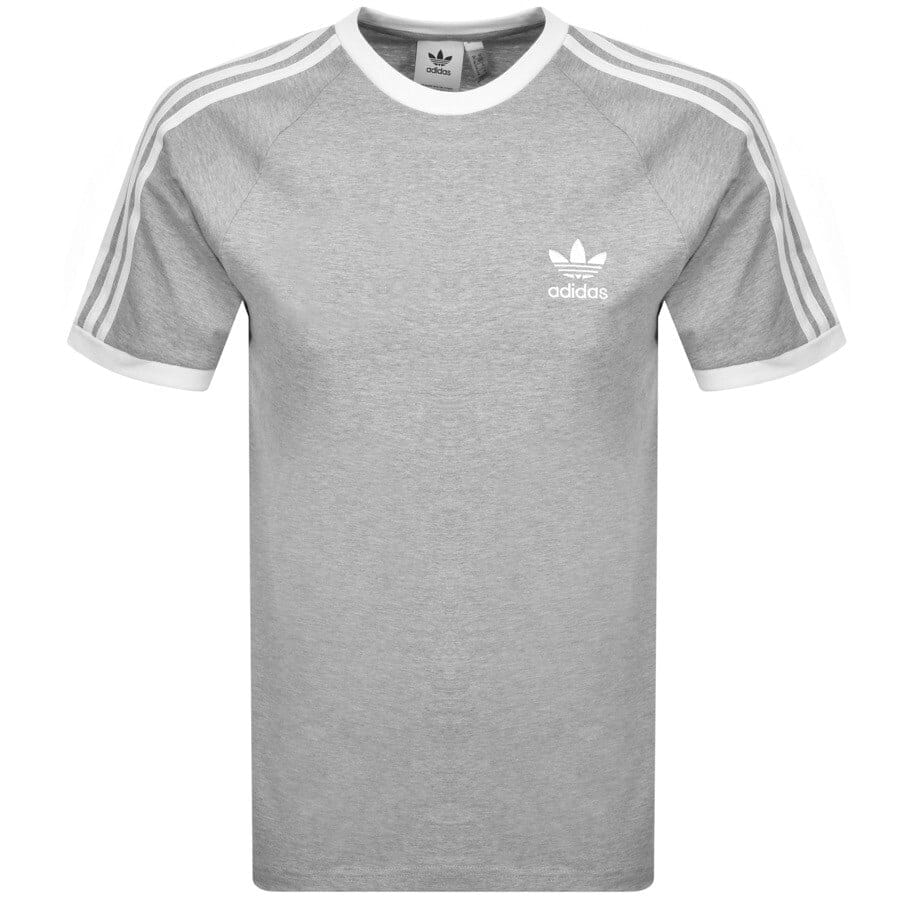 Image number 1 for adidas 3 Stripe T Shirt Grey