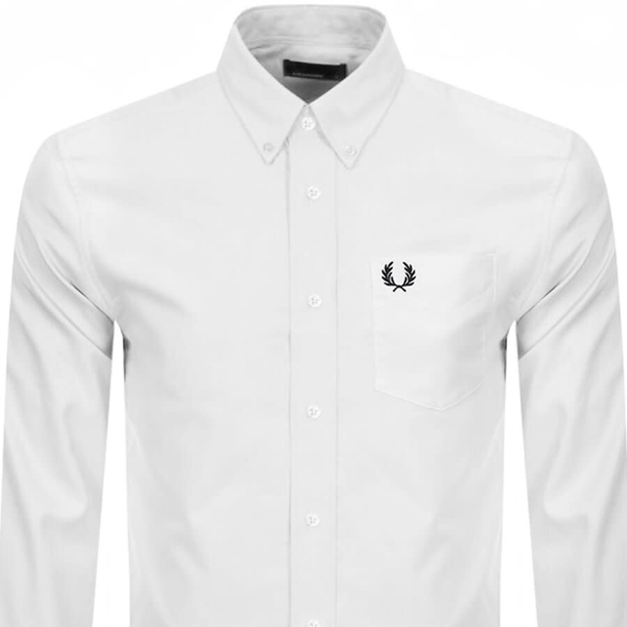 Image number 2 for Fred Perry Long Sleeved Oxford Shirt White