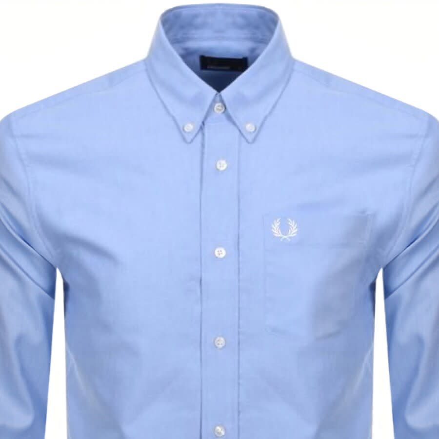 Image number 2 for Fred Perry Oxford Long Sleeve Shirt Blue