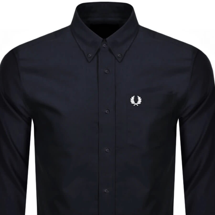 Image number 2 for Fred Perry Oxford Long Sleeved Shirt Navy