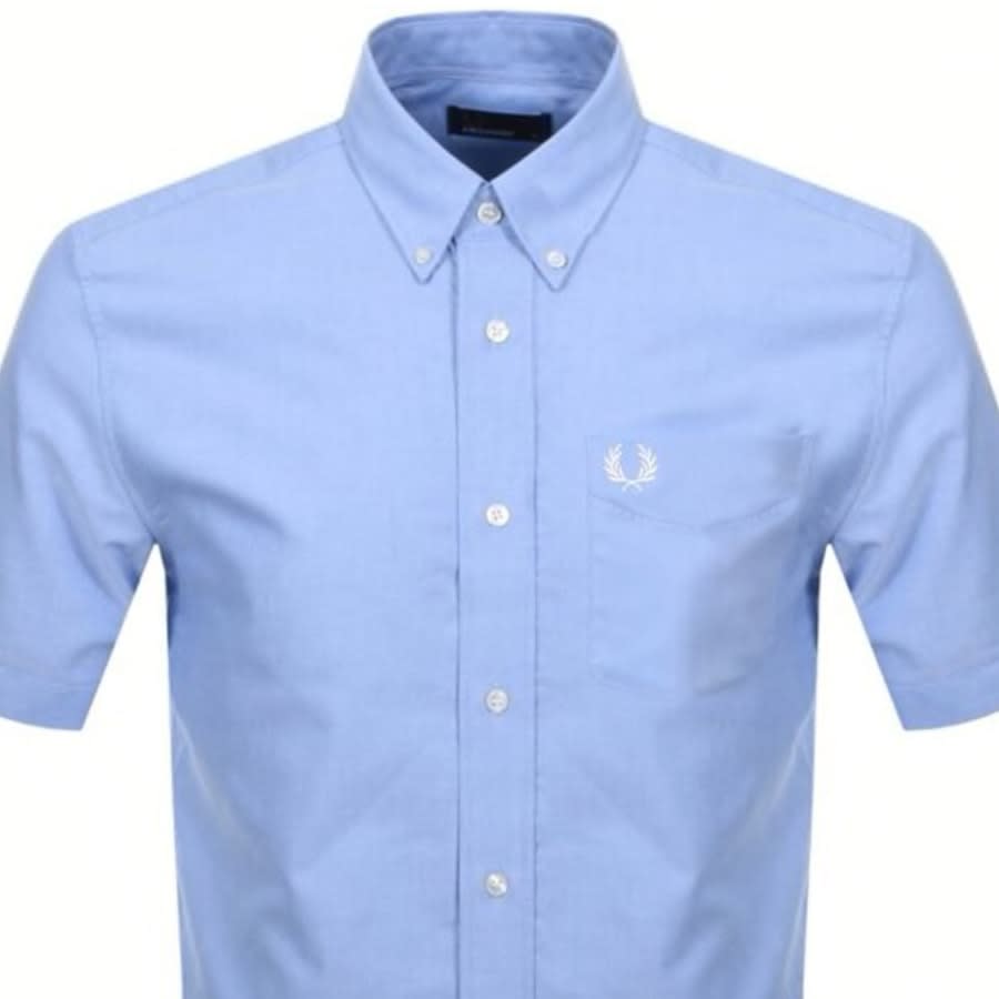 Image number 2 for Fred Perry Oxford Short Sleeve Shirt Blue