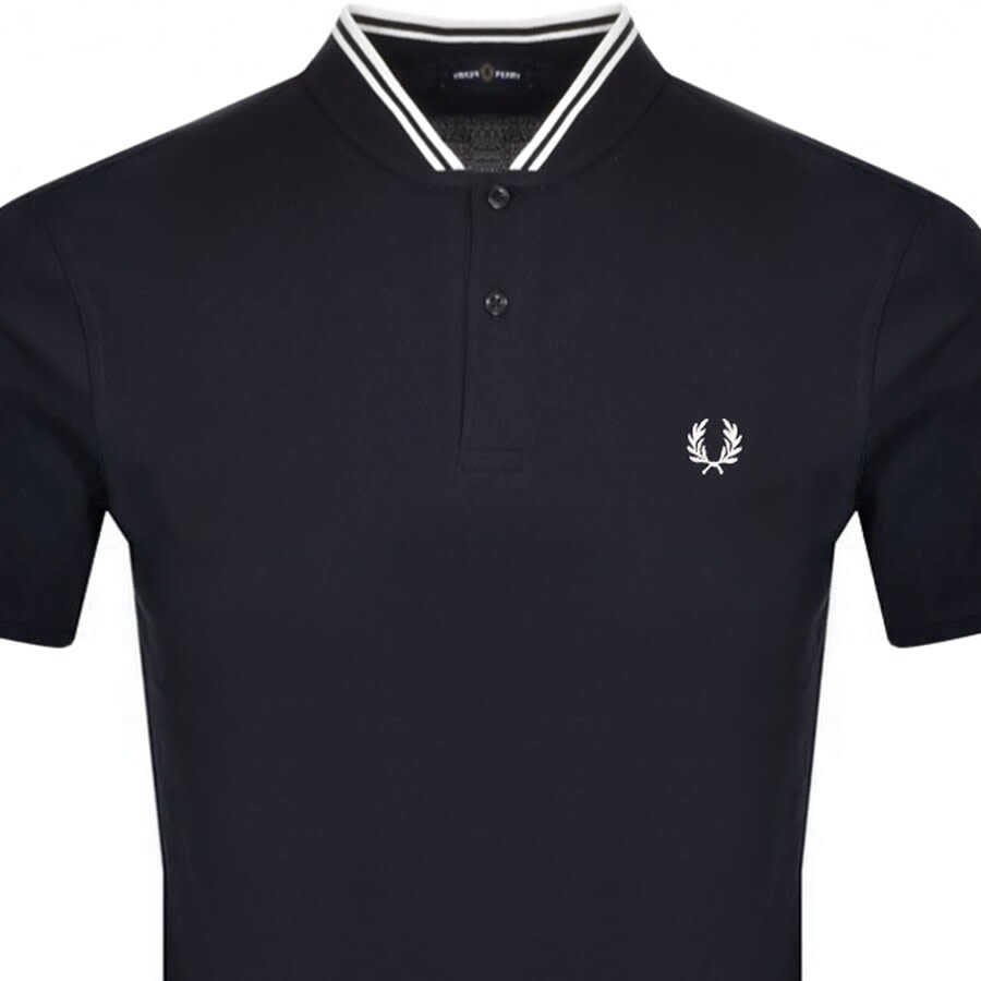 Image number 2 for Fred Perry Bomber Collar Polo T Shirt Navy
