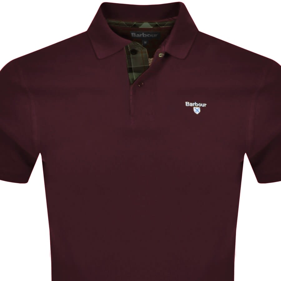 Image number 2 for Barbour Pique Polo T Shirt Burgundy