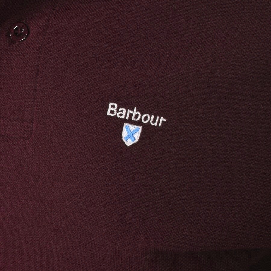 Image number 3 for Barbour Pique Polo T Shirt Burgundy