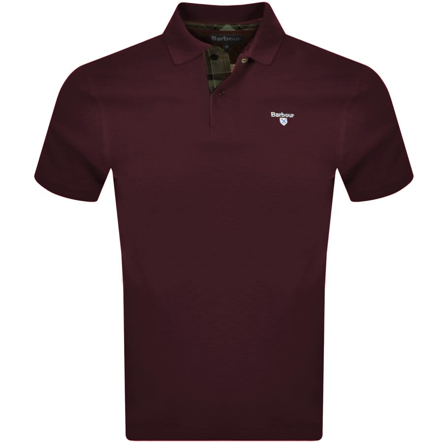 Image number 1 for Barbour Pique Polo T Shirt Burgundy