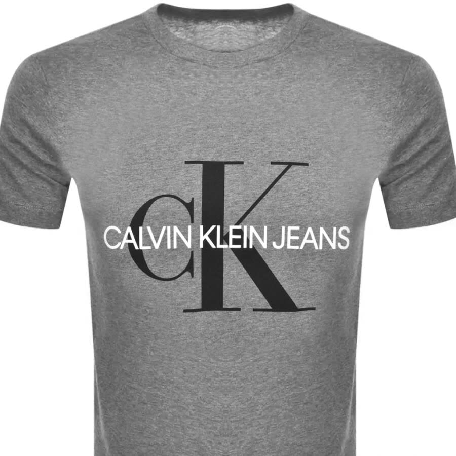 Image number 2 for Calvin Klein Jeans Monogram Logo T Shirt Grey