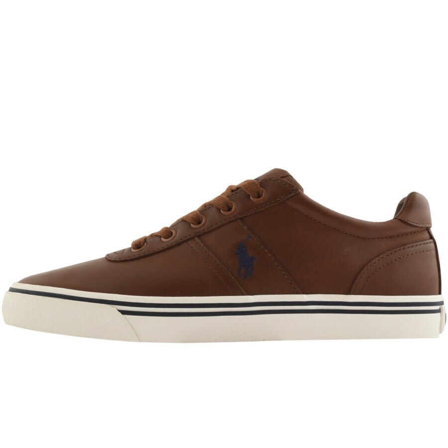 Image number 1 for Ralph Lauren Hanford Leather Trainers Brown
