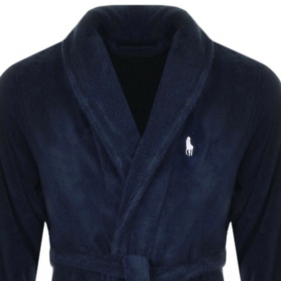 Image number 2 for Ralph Lauren Shawl Dressing Gown Navy