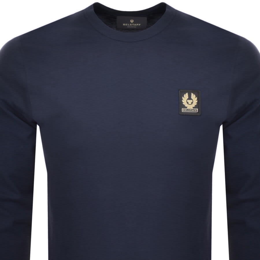 Image number 2 for Belstaff Long Sleeve Logo T Shirt Navy