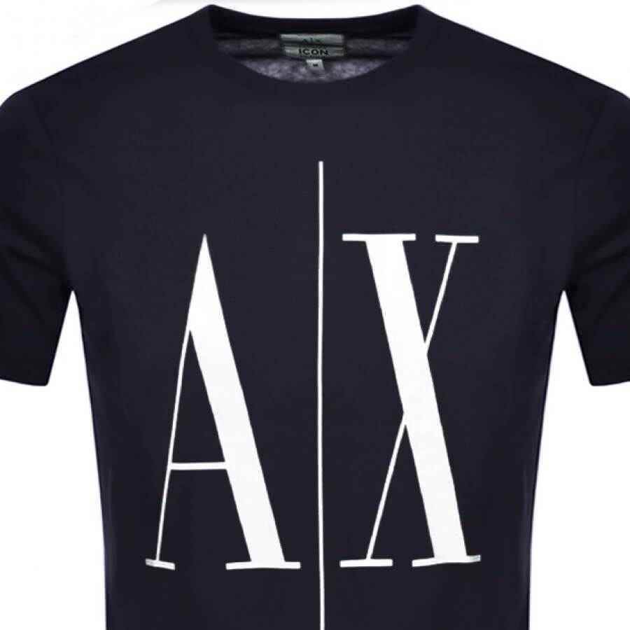 Image number 2 for Armani Exchange Crew Neck Logo T Shirt Navy