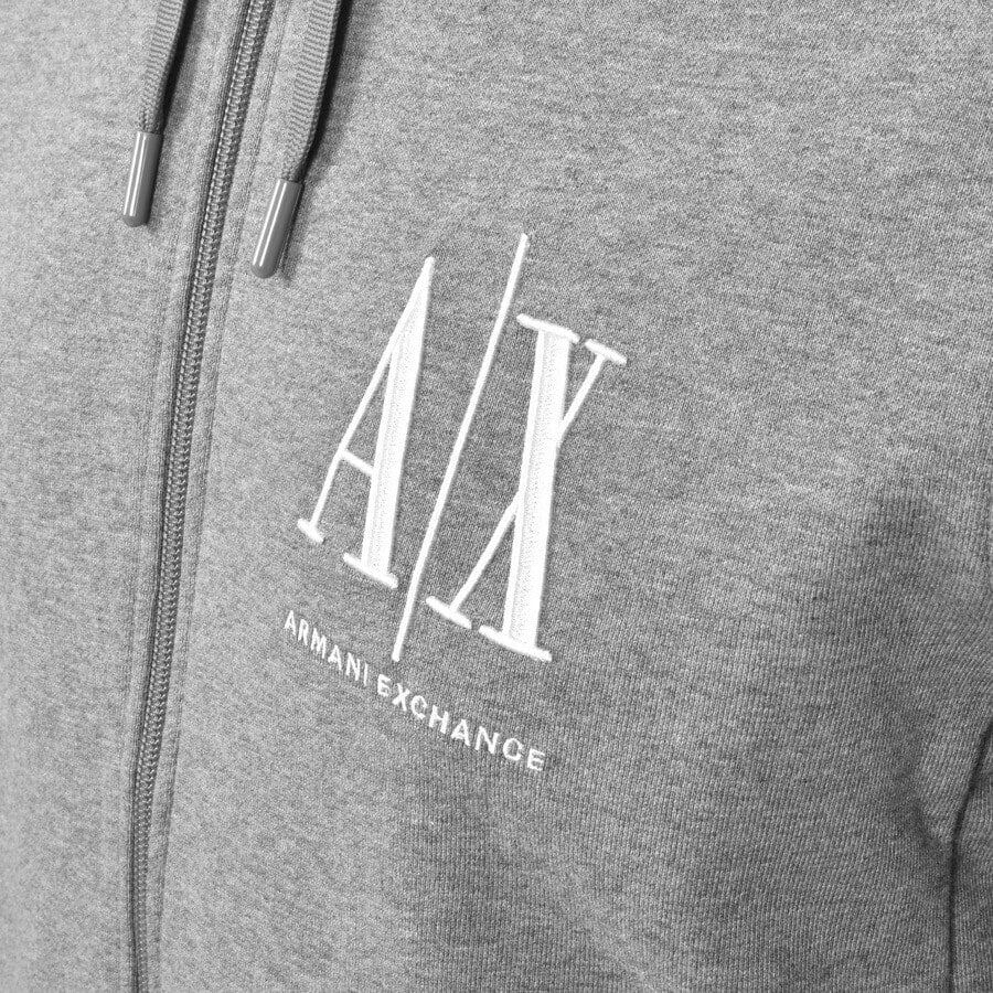 Image number 3 for Armani Exchange Full Zip Logo Hoodie Grey