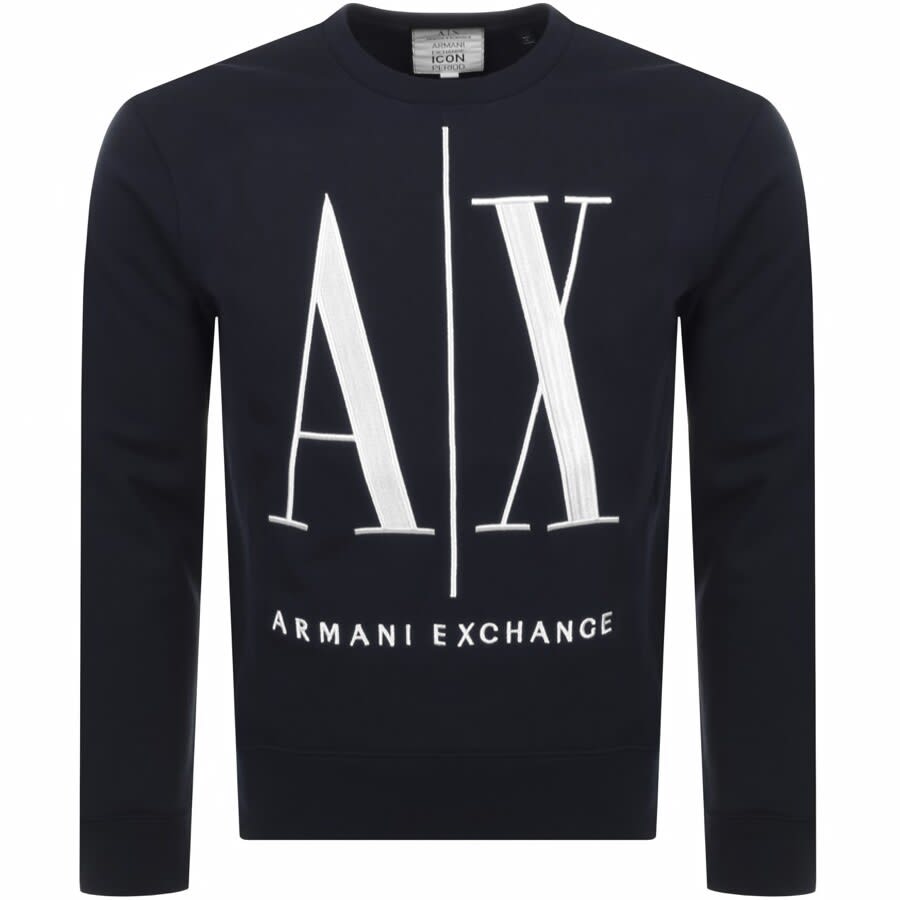 Image number 1 for Armani Exchange Crew Neck Logo Sweatshirt Navy
