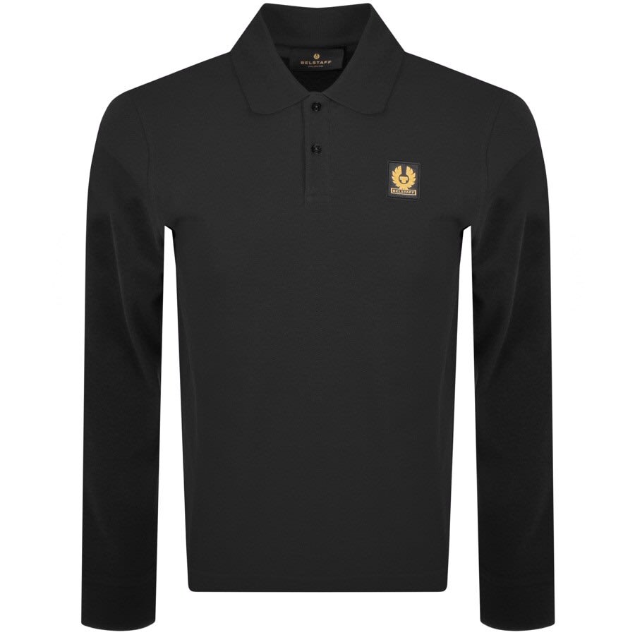 Image number 1 for Belstaff Logo Long Sleeve Polo T Shirt Black