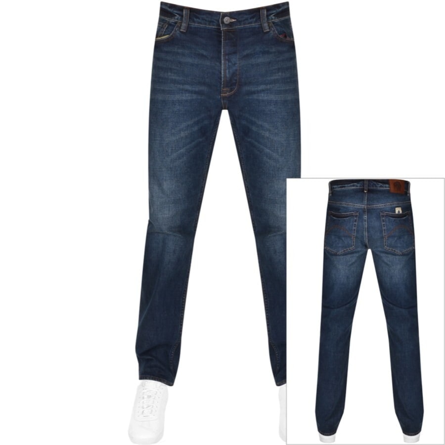 Image number 1 for Pretty Green Burnage Jeans Mid Wash Navy