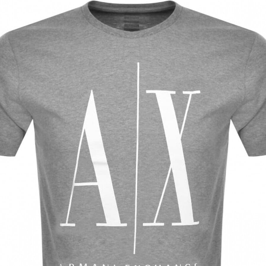 Image number 2 for Armani Exchange Crew Neck Logo T Shirt Grey
