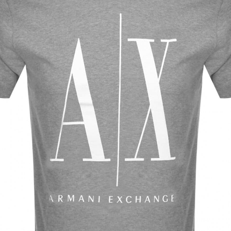 Image number 3 for Armani Exchange Crew Neck Logo T Shirt Grey