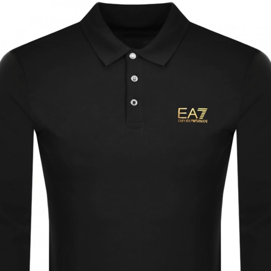 Image number 2 for EA7 Emporio Armani Long Sleeved Polo T Shirt Black