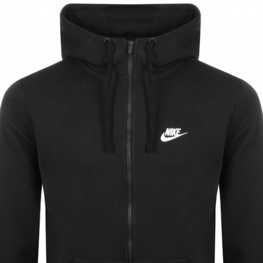 Image number 2 for Nike Full Zip Club Hoodie Black