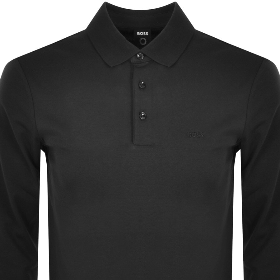 Image number 2 for BOSS Pado 30 Long Sleeved Polo T Shirt Black