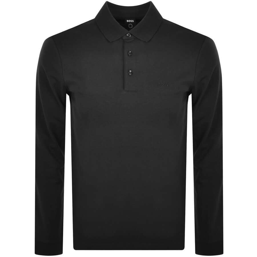 Image number 1 for BOSS Pado 30 Long Sleeved Polo T Shirt Black