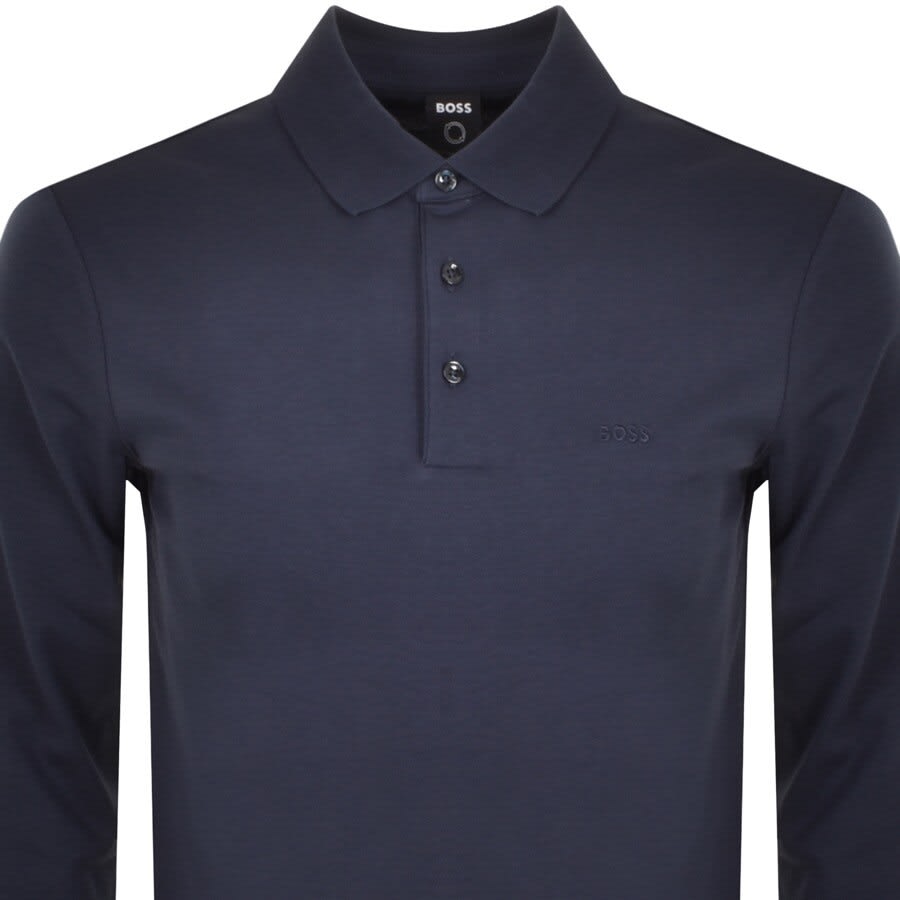 Image number 2 for BOSS Pado 30 Long Sleeved Polo T Shirt Navy