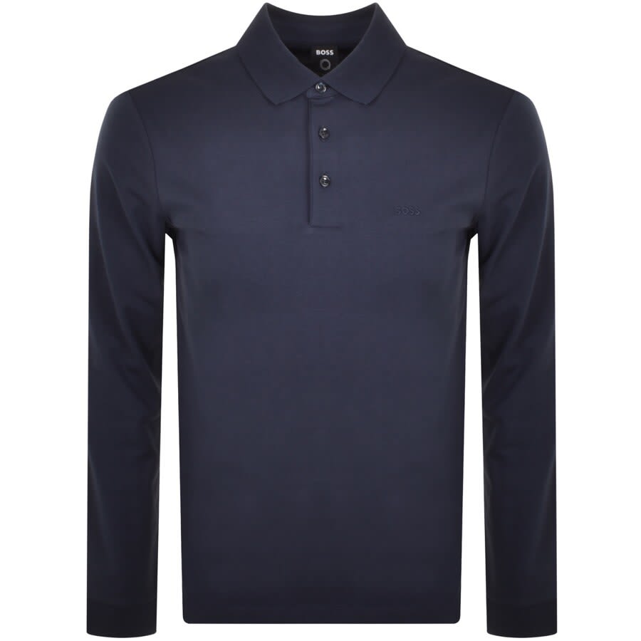 Image number 1 for BOSS Pado 30 Long Sleeved Polo T Shirt Navy