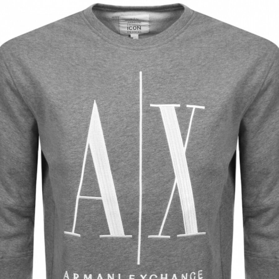 Image number 2 for Armani Exchange Crew Neck Logo Sweatshirt Grey