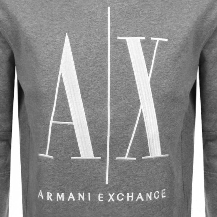 Image number 3 for Armani Exchange Crew Neck Logo Sweatshirt Grey