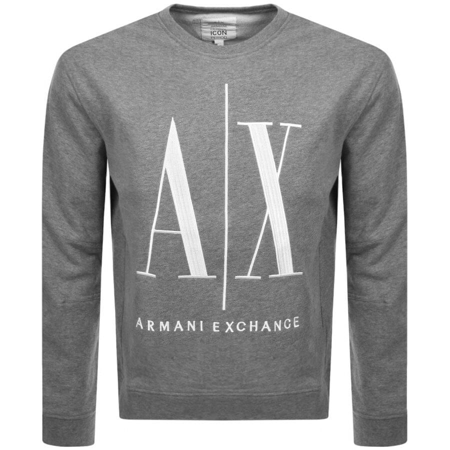 Image number 1 for Armani Exchange Crew Neck Logo Sweatshirt Grey