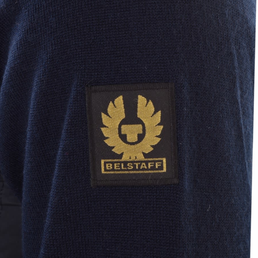 Image number 3 for Belstaff Kelbrook Full Zip Knit Jumper Navy