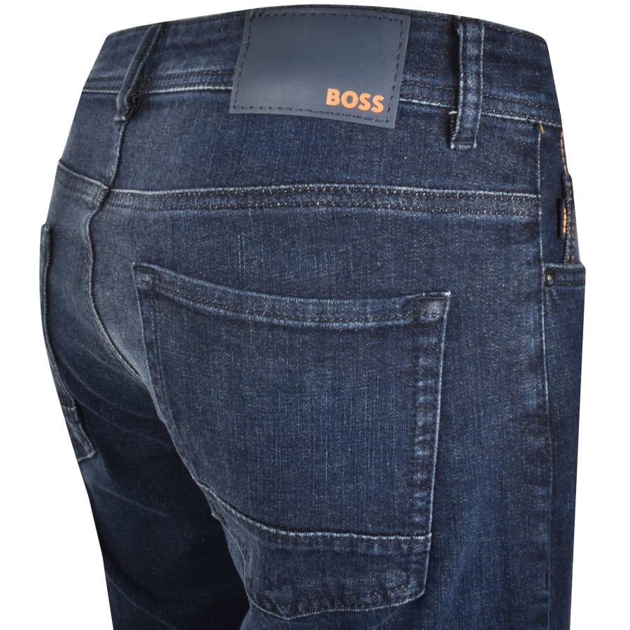 Image number 4 for BOSS Taber Tapered Fit Dark Wash Jeans Navy