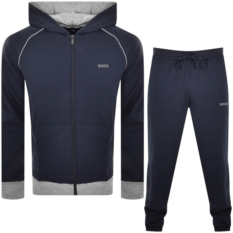 Image number 1 for BOSS Bodywear Lounge Hooded Tracksuit Navy