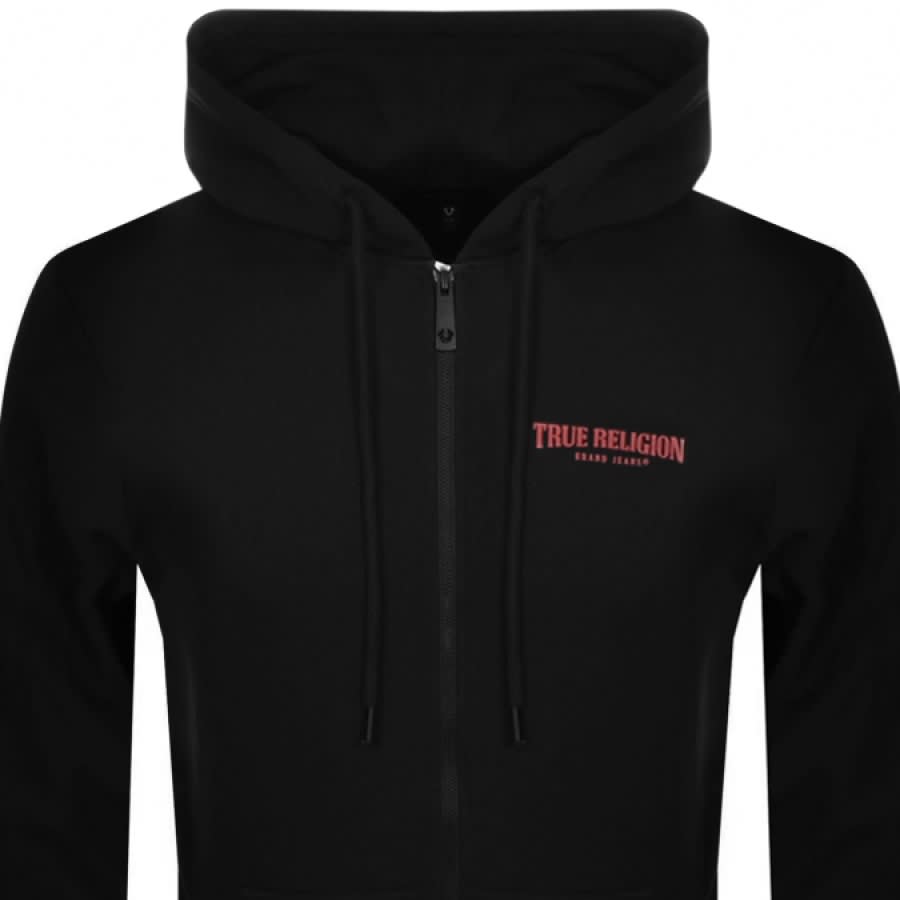 Image number 2 for True Religion Logo Zip Hoodie Black