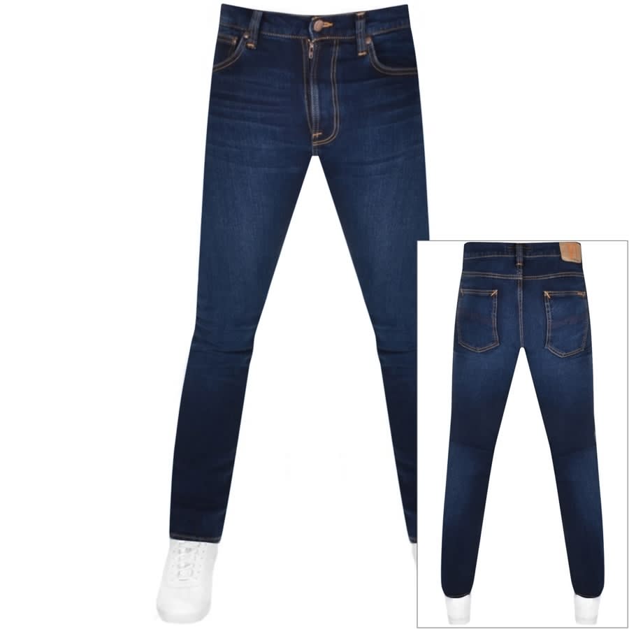 Image number 1 for Nudie Jeans Lean Dean Mid Wash Jeans Navy