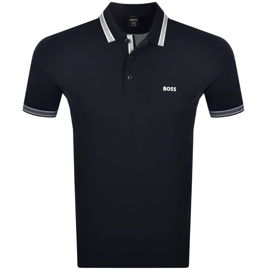 Image number 1 for BOSS Paddy Curved Polo T Shirt Navy