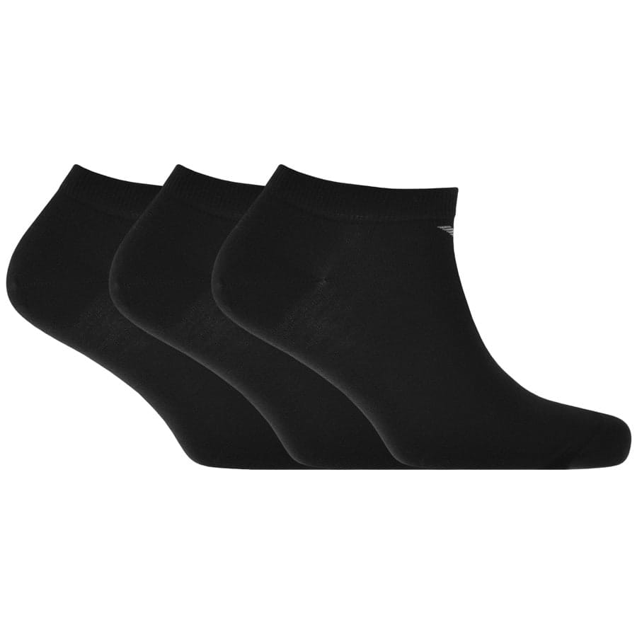 Image number 1 for Emporio Armani 3 Pack Trainer Socks Black