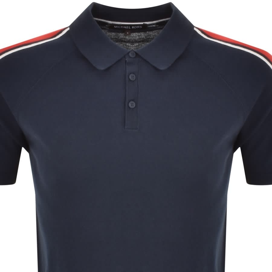 Image number 2 for Michael Kors Racing Stripe Polo T Shirt Navy