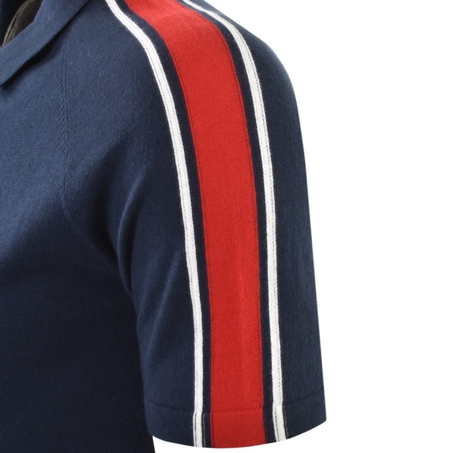 Image number 3 for Michael Kors Racing Stripe Polo T Shirt Navy