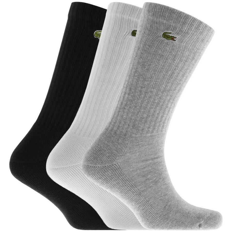 Image number 1 for Lacoste Logo Triple Pack Socks Grey