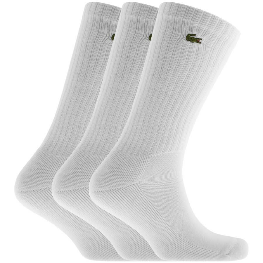 Image number 1 for Lacoste Logo Triple Pack Socks White