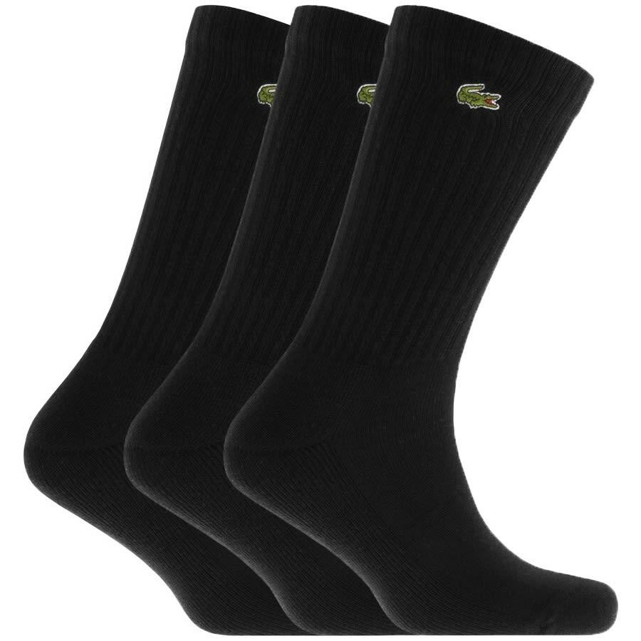 Image number 1 for Lacoste Logo Triple Pack Socks Black