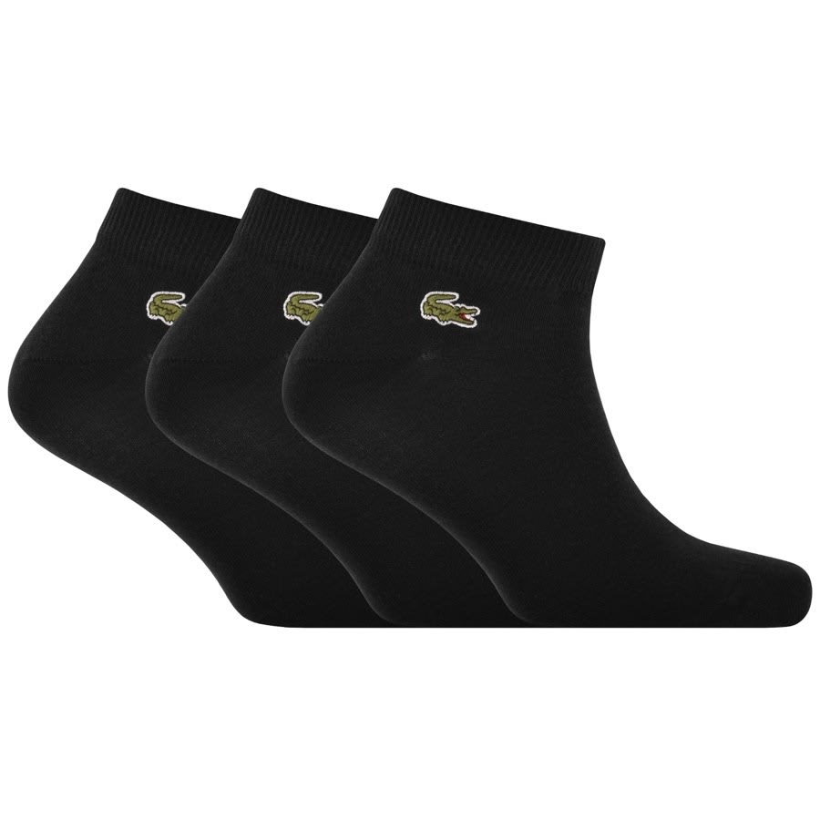 Image number 1 for Lacoste Triple Pack Ankle Socks Black