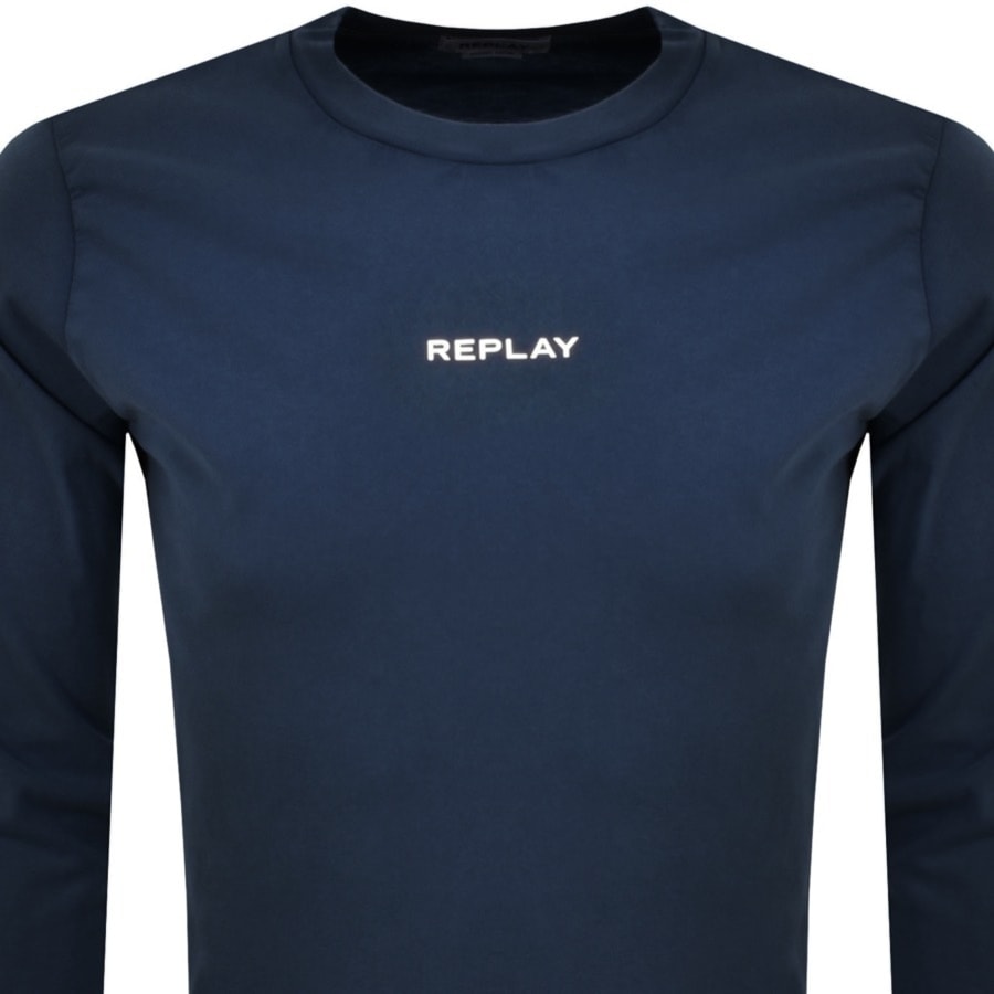 Image number 2 for Replay Long Sleeve Crew Neck T Shirt Navy