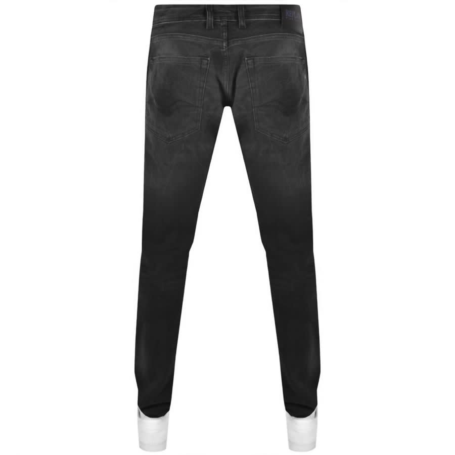 Image number 2 for Replay Grover Straight Fit Jeans Dark Wash Black