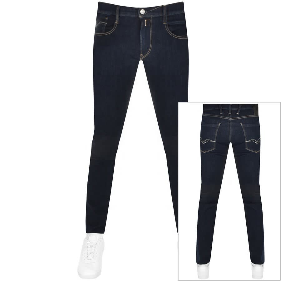 Image number 1 for Replay Anbass Jeans Dark Wash Navy