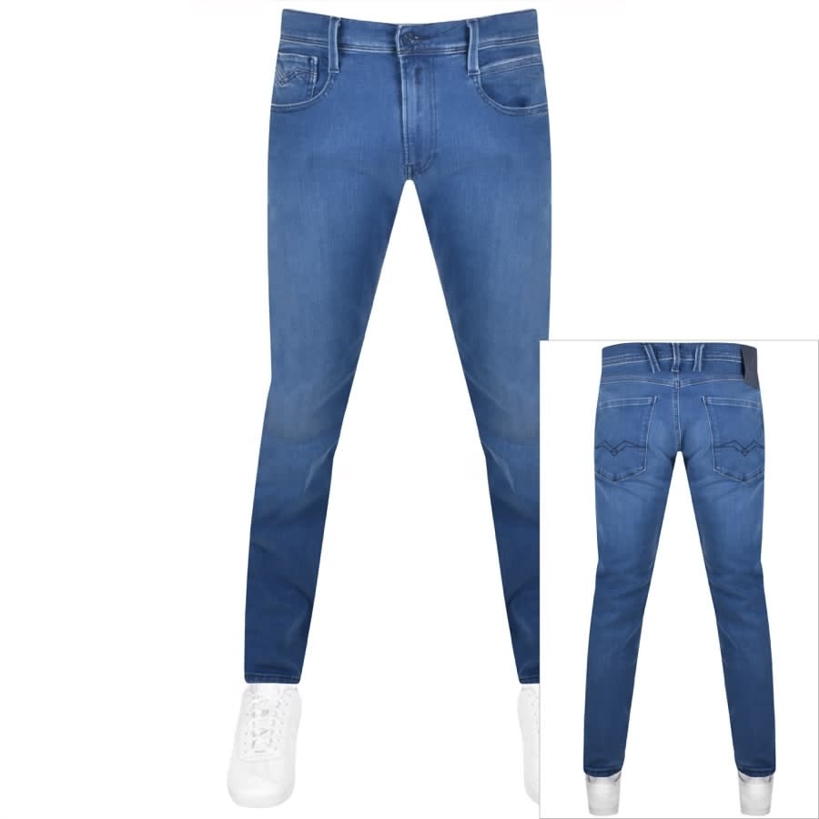 Image number 1 for Replay Anbass Hyperflex Jeans Mid Wash Blue