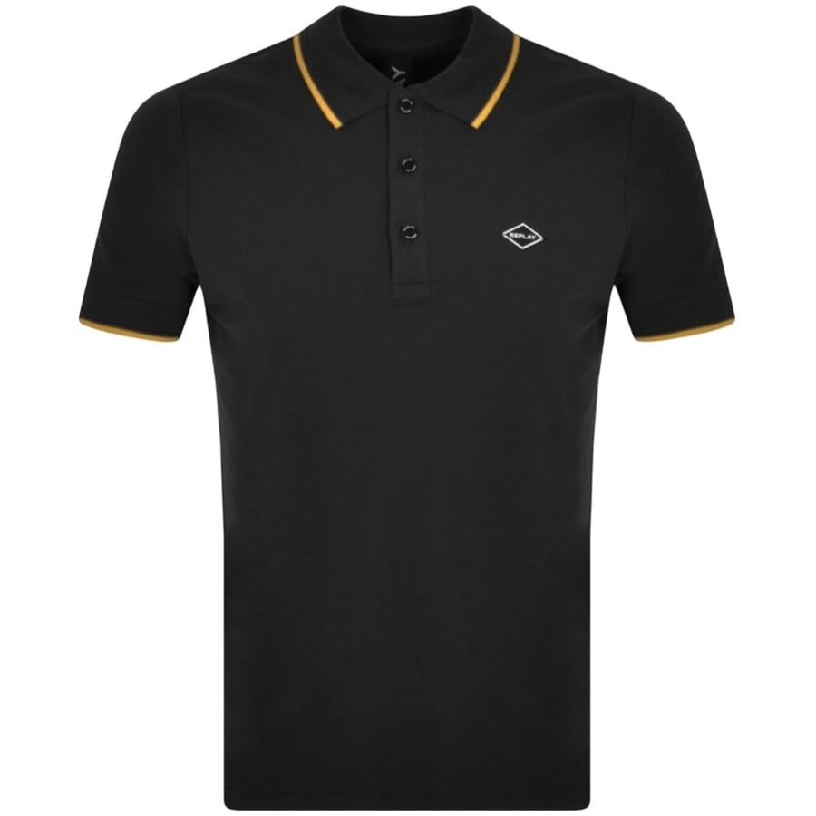 Image number 1 for Replay Short Sleeved Logo Polo T Shirt Black